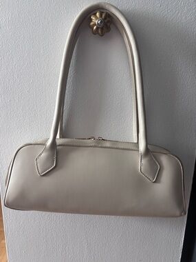 Cream Structured Shoulder Bag with Double Straps